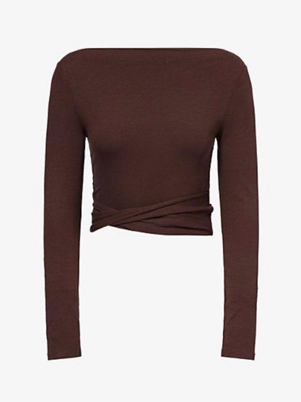 DISSH Chocolate Brown Long Sleeve Twist-Back Top